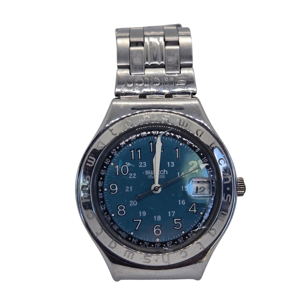 Swatch Irony AG 1993 Happy Joe Blue Dial Stainless Steel Swiss Wristwatch Servic